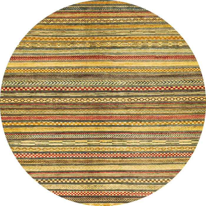 Round Abstract Yellow Modern Rug, abs2200