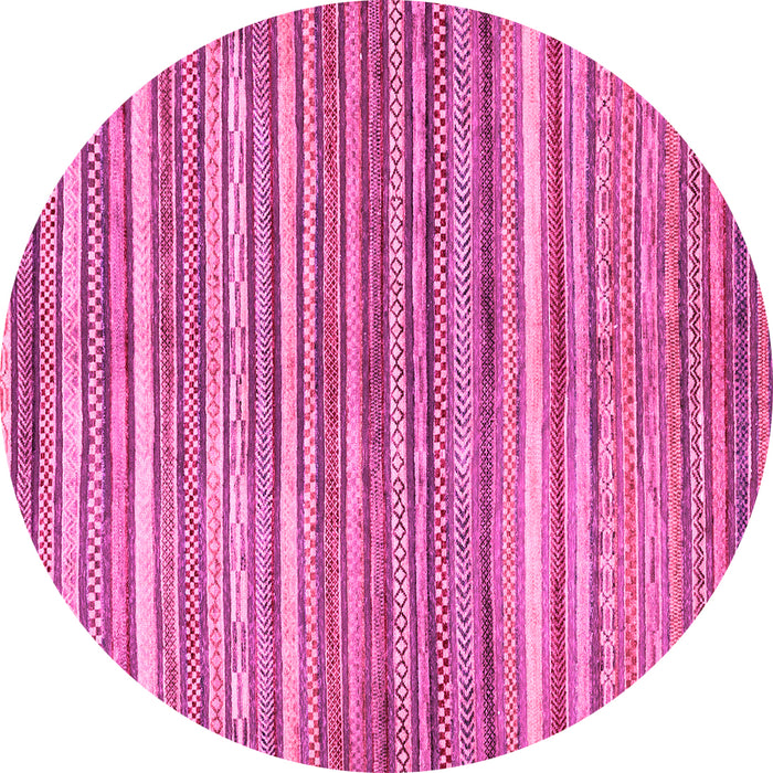 Round Machine Washable Abstract Pink Modern Rug, wshabs2200pnk
