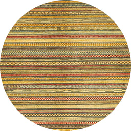 Round Machine Washable Abstract Yellow Rug, wshabs2200