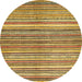 Round Machine Washable Abstract Yellow Rug, wshabs2200