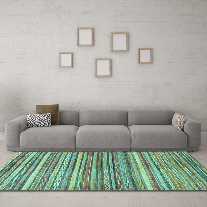 Machine Washable Abstract Light Blue Modern Rug in a Living Room, wshabs2200lblu