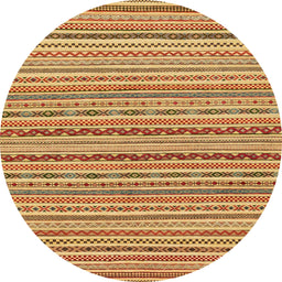 Round Machine Washable Abstract Saffron Yellow Rug, wshabs2201
