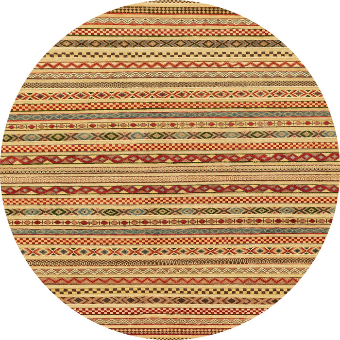 Round Machine Washable Abstract Saffron Yellow Rug, wshabs2201