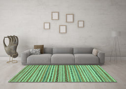 Machine Washable Abstract Turquoise Modern Area Rugs in a Living Room,, wshabs2201turq
