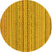 Round Abstract Yellow Modern Rug, abs2201yw