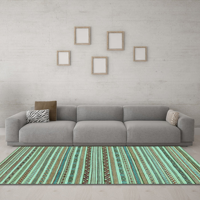 Machine Washable Abstract Light Blue Modern Rug in a Living Room, wshabs2201lblu