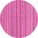 Round Machine Washable Abstract Pink Modern Rug, wshabs2201pnk