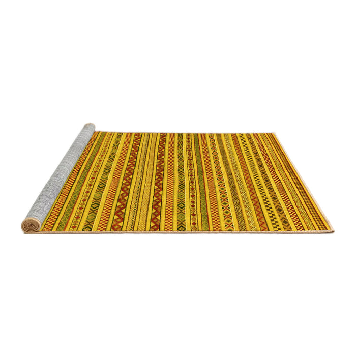 Sideview of Machine Washable Abstract Yellow Modern Rug, wshabs2201yw