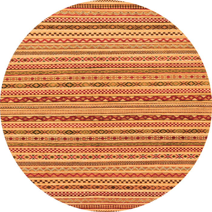 Round Machine Washable Abstract Orange Modern Area Rugs, wshabs2201org