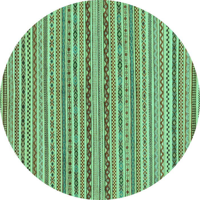 Round Abstract Turquoise Modern Rug, abs2201turq