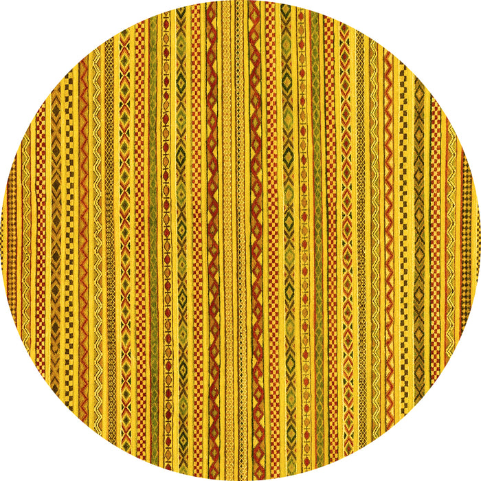 Round Machine Washable Abstract Yellow Modern Rug, wshabs2201yw