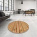 Round Machine Washable Abstract Saffron Yellow Rug in a Office, wshabs2201