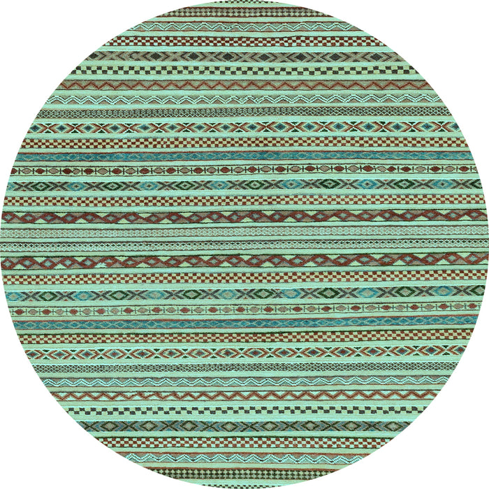 Round Abstract Light Blue Modern Rug, abs2201lblu