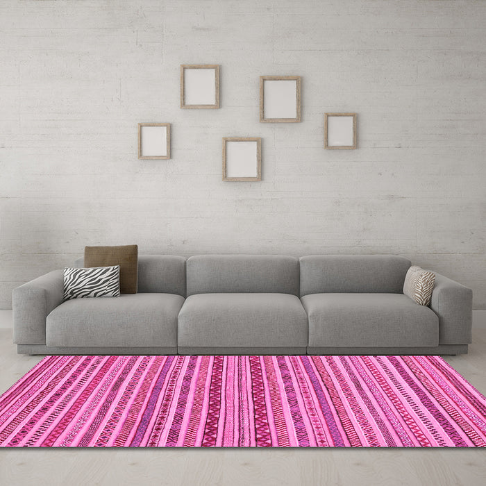 Machine Washable Abstract Pink Modern Rug in a Living Room, wshabs2201pnk