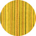 Round Machine Washable Solid Yellow Modern Rug, wshabs2202yw