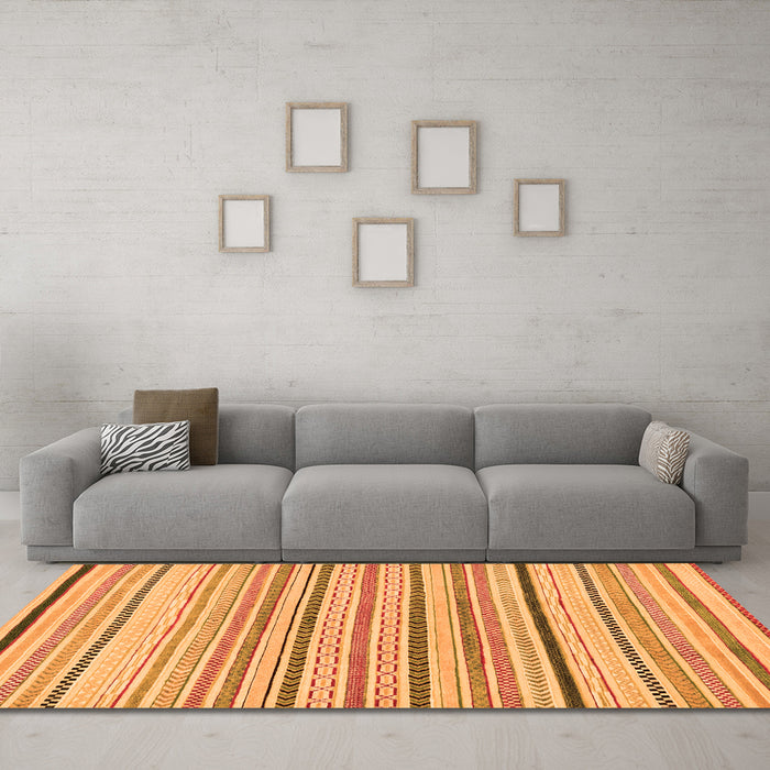 Machine Washable Solid Orange Modern Area Rugs in a Living Room, wshabs2202org