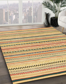 Abstract Chrome Gold Yellow Solid Rug in Family Room, abs2202