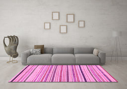 Machine Washable Solid Pink Modern Rug in a Living Room, wshabs2202pnk