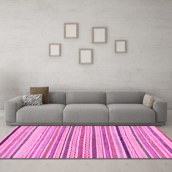 Machine Washable Solid Pink Modern Rug in a Living Room, wshabs2202pnk