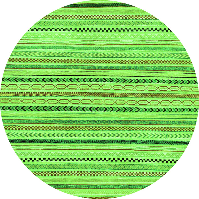 Round Machine Washable Solid Green Modern Area Rugs, wshabs2202grn