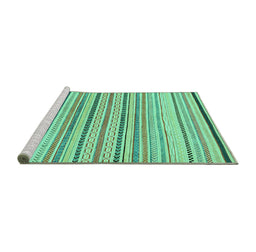 Sideview of Machine Washable Solid Turquoise Modern Area Rugs, wshabs2202turq