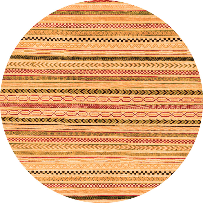 Round Machine Washable Solid Orange Modern Area Rugs, wshabs2202org