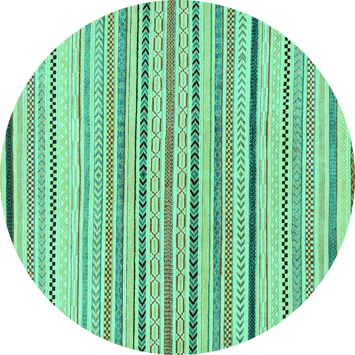 Round Machine Washable Solid Turquoise Modern Area Rugs, wshabs2202turq