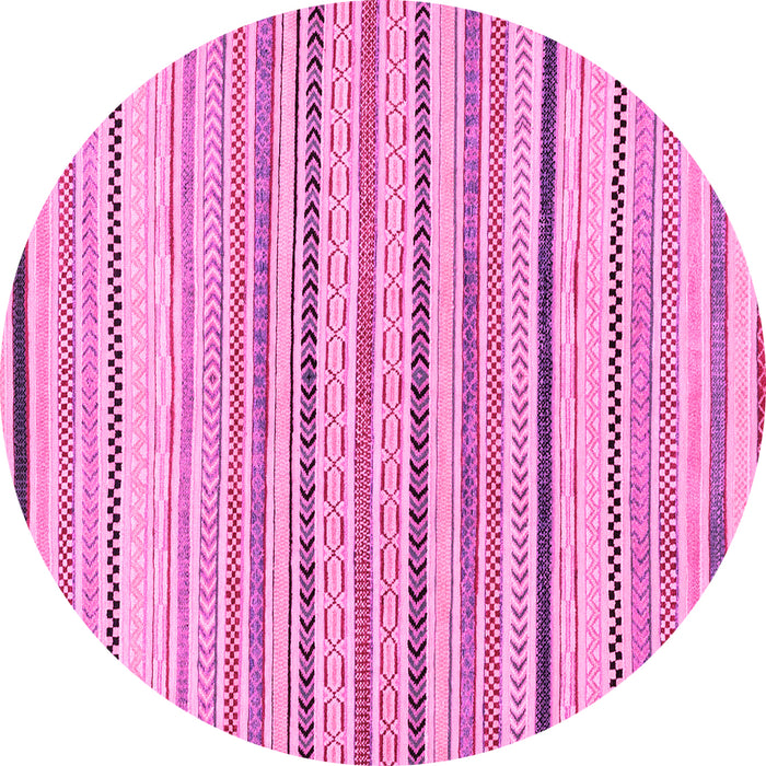 Round Machine Washable Solid Pink Modern Rug, wshabs2202pnk