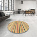 Round Machine Washable Abstract Chrome Gold Yellow Rug in a Office, wshabs2202