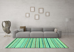 Machine Washable Solid Turquoise Modern Area Rugs in a Living Room,, wshabs2202turq