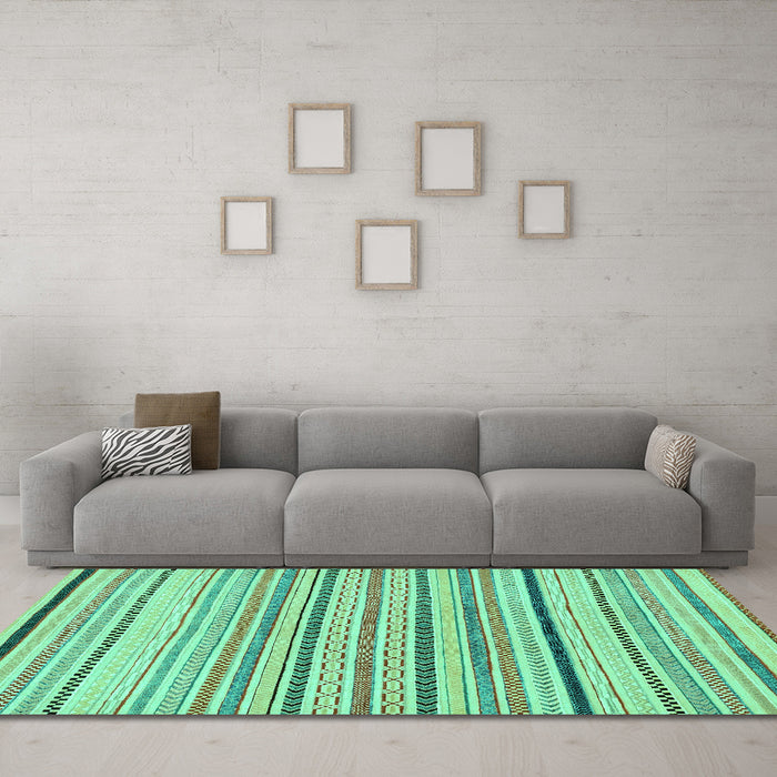 Machine Washable Solid Turquoise Modern Area Rugs in a Living Room,, wshabs2202turq