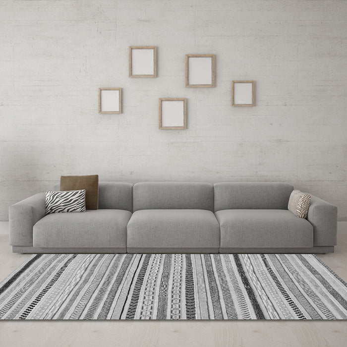 Machine Washable Solid Gray Modern Rug in a Living Room,, wshabs2202gry