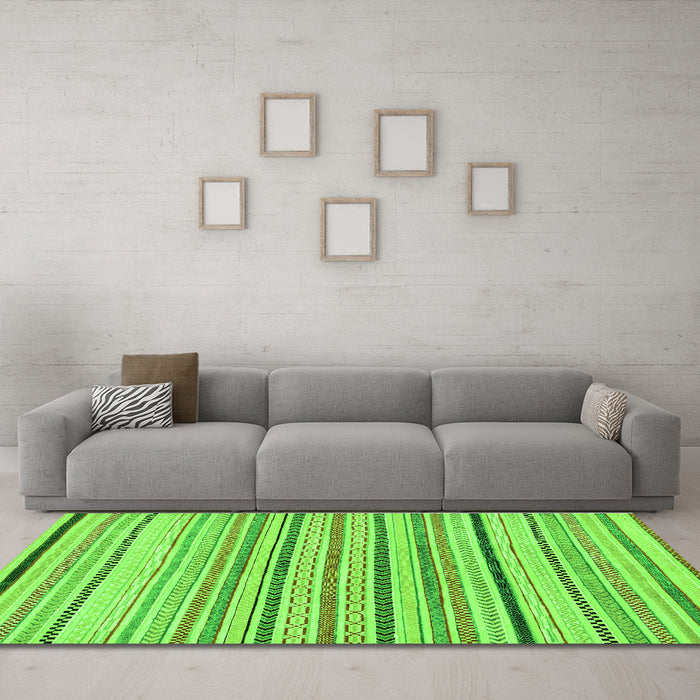 Machine Washable Solid Green Modern Area Rugs in a Living Room,, wshabs2202grn