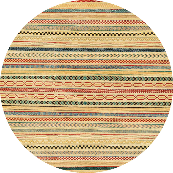Round Abstract Chrome Gold Yellow Solid Rug, abs2202
