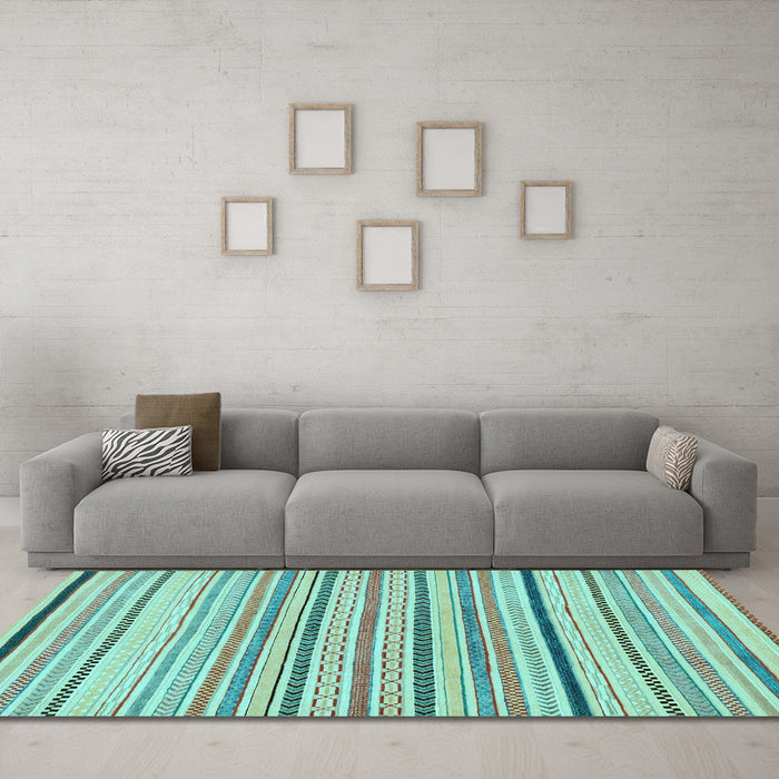 Machine Washable Solid Light Blue Modern Rug in a Living Room, wshabs2202lblu