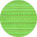 Round Machine Washable Abstract Green Modern Area Rugs, wshabs2203grn