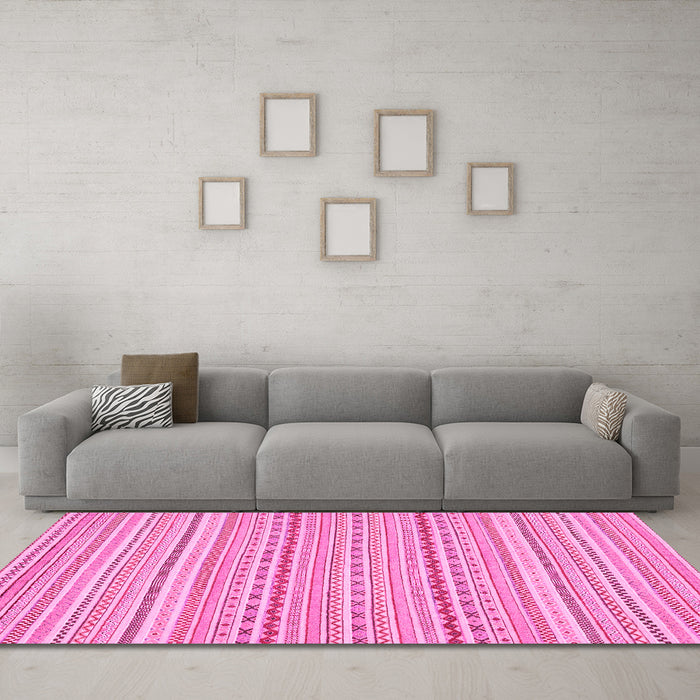 Machine Washable Abstract Pink Modern Rug in a Living Room, wshabs2203pnk