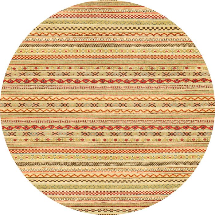 Round Abstract Chrome Gold Yellow Modern Rug, abs2203