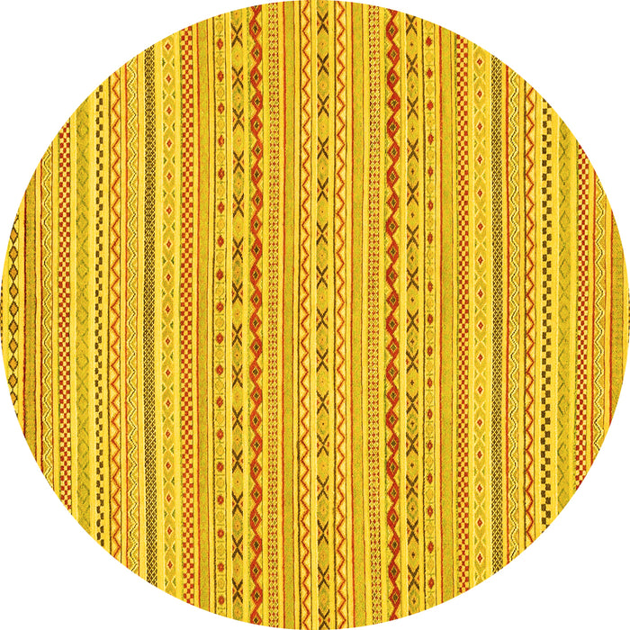 Round Abstract Yellow Modern Rug, abs2203yw