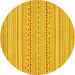 Round Abstract Yellow Modern Rug, abs2203yw