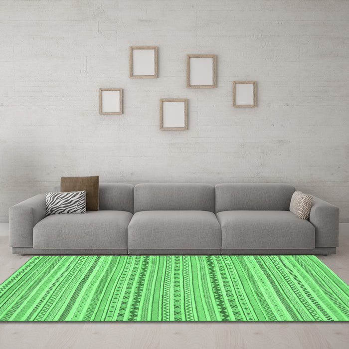 Machine Washable Abstract Emerald Green Modern Area Rugs in a Living Room,, wshabs2203emgrn