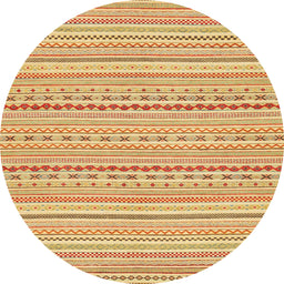 Round Machine Washable Abstract Chrome Gold Yellow Rug, wshabs2203