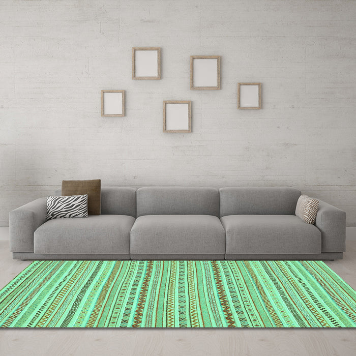 Machine Washable Abstract Turquoise Modern Area Rugs in a Living Room,, wshabs2203turq