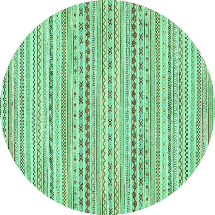 Round Machine Washable Abstract Turquoise Modern Area Rugs, wshabs2203turq