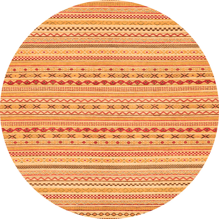 Round Machine Washable Abstract Orange Modern Area Rugs, wshabs2203org