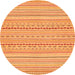 Round Machine Washable Abstract Orange Modern Area Rugs, wshabs2203org