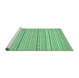 Sideview of Machine Washable Abstract Turquoise Modern Area Rugs, wshabs2203turq