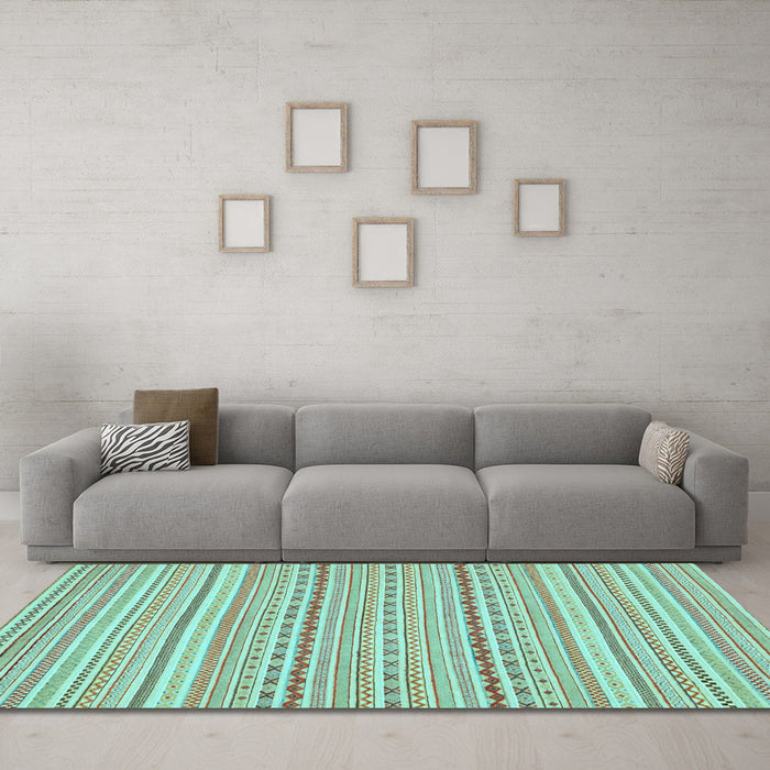 Machine Washable Abstract Light Blue Modern Rug in a Living Room, wshabs2203lblu
