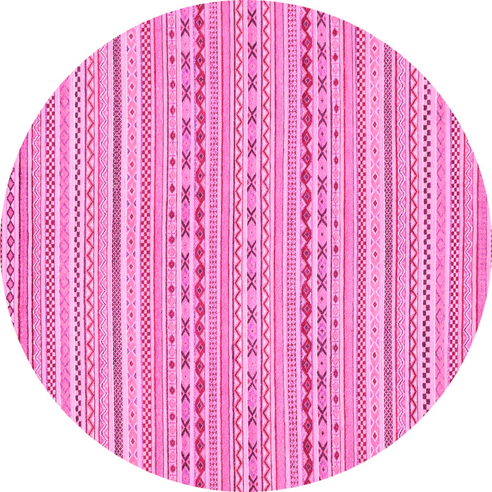 Round Machine Washable Abstract Pink Modern Rug, wshabs2203pnk