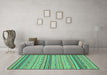 Machine Washable Abstract Turquoise Modern Area Rugs in a Living Room,, wshabs2204turq